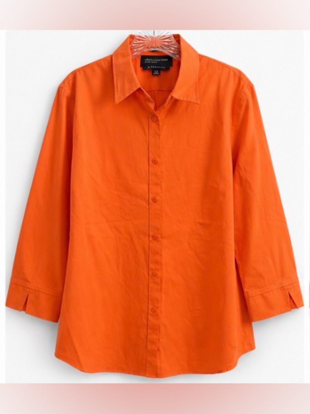 Jones New York Orange Stretch Button-Up Blouse